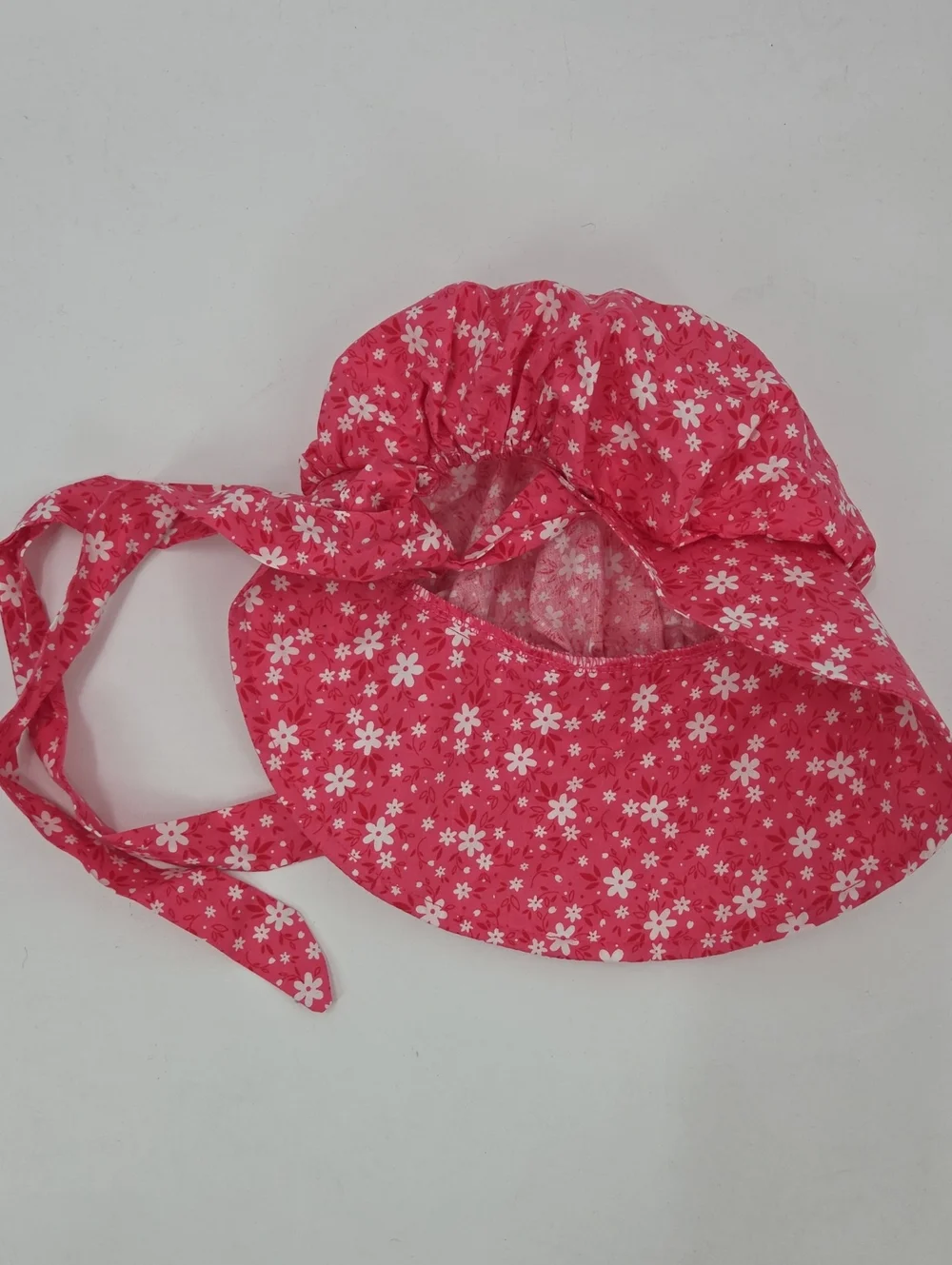 Girls' Pink Floral Pioneer Costume with White Apron and Bonnet